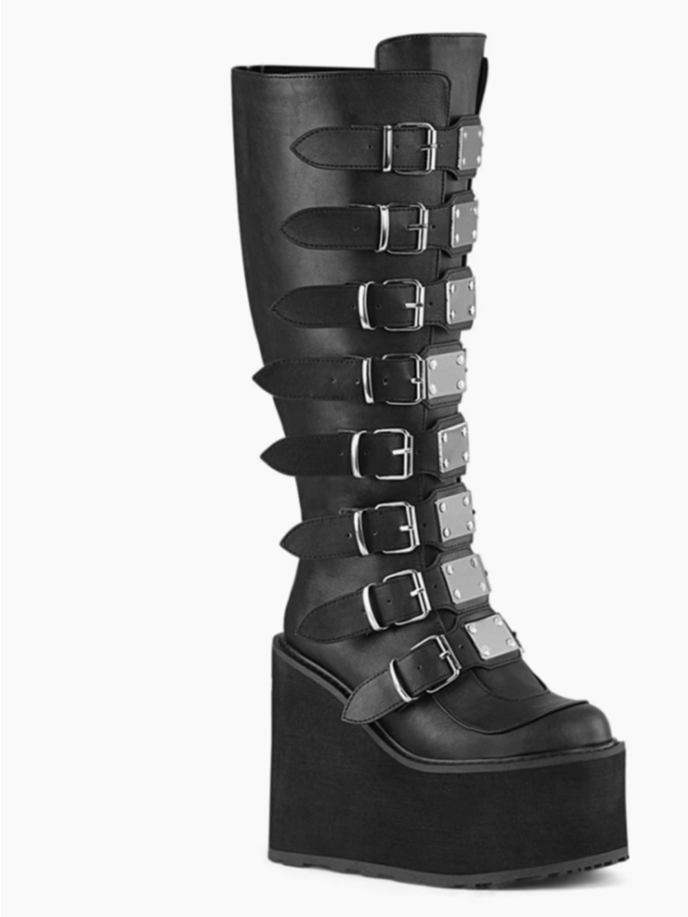 Demonia Black Swing 815WC Over-the-Knee Platform Buckle Boots Size 8